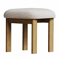 Modern Upholstered Stool With Curved Patterned Seat And Dark Wooden Legs
