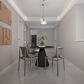 Minimalist Living and Dining Room Interior With Gray Sofa Open Kitchen And Pendant Lights