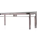 Sleek Modern Dining Table With Clear Glass Top And Sturdy Metal Frame Design