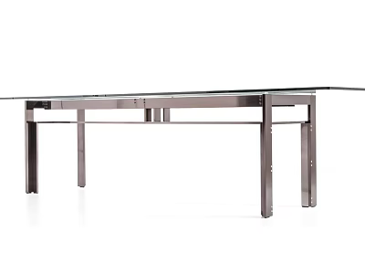 Sleek Modern Dining Table With Clear Glass Top And Sturdy Metal Frame Design 3d model