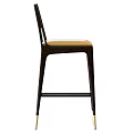 Modern Bar Stool With Woven Backrest Tan Seat Dark Frame And Golden Leg Accents