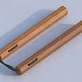 Wooden Nunchucks Weapon Connected by Black Rope With Wood Grain And Holes