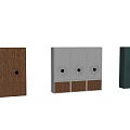 Modern Wooden Wardrobe Design With Circular Decorative Panels And Vertical Lines