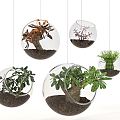 Modern hanging basket plant ornaments 3d model