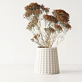 Minimalist White Dotted Ceramic Vase With Dried Brown Floral Stems Arrangement
