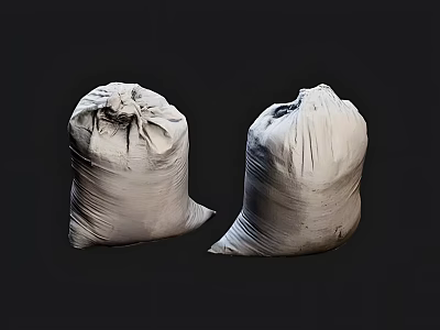 Two White Cloth Sacks Displayed On Black Background Setting 3d model