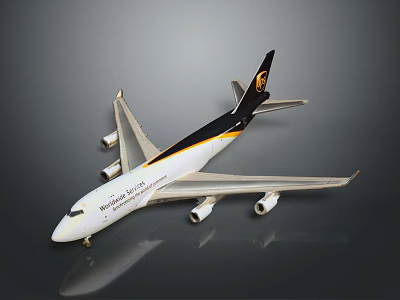Worldwide Services Passenger Airplane With White Black Yellow Livery And Four Engines Design 3d model