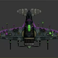 Futuristic Cosmic Spaceship With Glowing Green Purple Elements And Mechanical Details