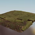 Lush Green Moss Growing On Cracked Stone Slab In Garden Ground
