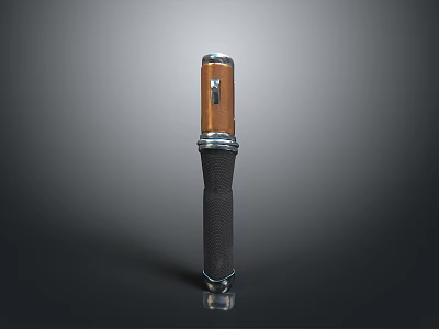 Durable Metal Flashlight With Copper Accent Black Textured Grip And Button 3d model