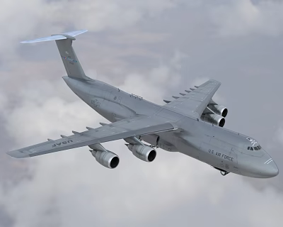 C5 transport aircraft large strategic military transport aircraft galaxy with cockpit console cabin door can be switched 3d model
