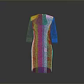 Blue Women's Fitted Dress With Square Neck And Three Quarter Sleeves