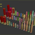 Different Types Of Metallic Bullets With Various Colors And Sizes Displayed