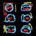 Neon Decorative Lights With Hello Lucky Go So Hi Text And Heart Arrow Designs