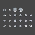 Different Types Of Metal Bolts And Nuts Fasteners On Blue Background