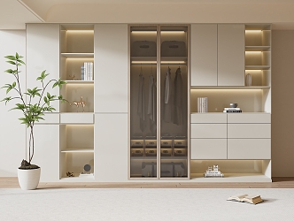 modern wardrobe cream bookcase 3d model