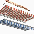 Retractable Outdoor Awnings with Red White and Blue Striped Patterns for Home Exterior