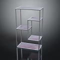Modern Open Design Shelving Unit With Metal Frame And Multiple Glass Display Tiers