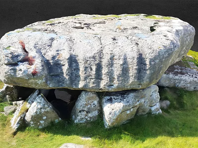 Outdoor Stone Structure With Large Top Slab And Supporting Stones On Green Grass 3d model
