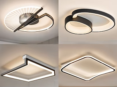 Modern Ceiling Lights with Geometric Shapes Sleek Lines and LED Lighting for Interior Decoration 3d model