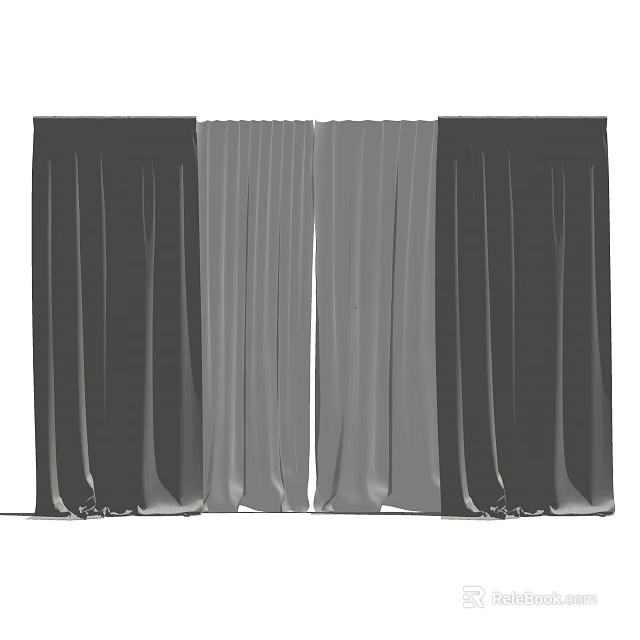 Different Curtain Styles With Light And Dark Colors And Soft Textures 3d model 