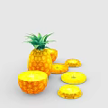 Fresh Ripe Pineapple With Whole Fruit And Circular Sliced Pieces