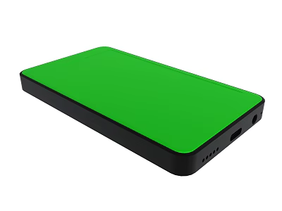 Black Power Bank With Green Screen And Compact Portable Charging Design 3d model