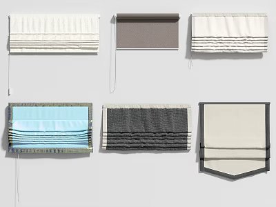 Modern Window Curtains With Different Styles And Neutral Pastel Colors For Home Decor 3d model