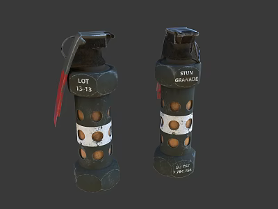Military Grenades With LOT 13 And STOVEWIPER Labels Red Pull Rings And Holes 3d model