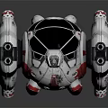 Futuristic Sci Fi Aircraft With White Body Black Cockpit Red Details And Side Thrusters