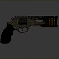 Vintage Revolver With Metallic Body Cylinder Magazine And Black Brown Grip