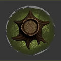 Detailed Wooden Tree Stump With Natural Growth Rings Texture And Green Grass Base