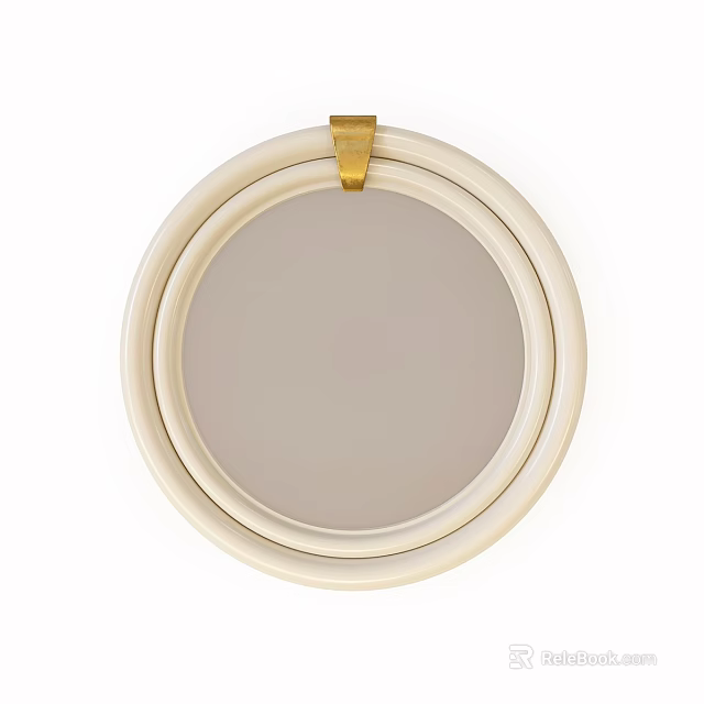 Elegant Round Mirror With Gold Accent And White Double Frame Design 3d model