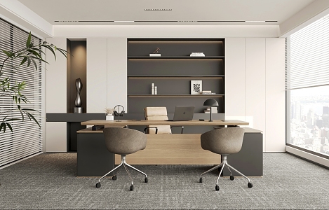 Modern manager's office independent office desk and chair combination 3d model