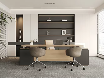 Modern manager's office independent office desk and chair combination 3d model