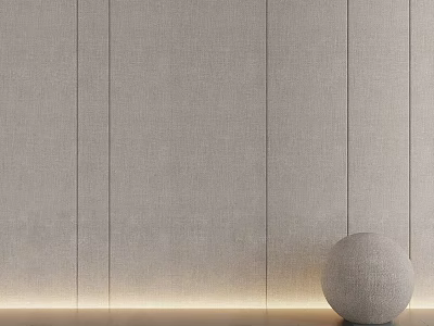 Light Colored Textured Modern Wall Paneling With Vertical Slats Underlighting And Decorative Sphere 3d model