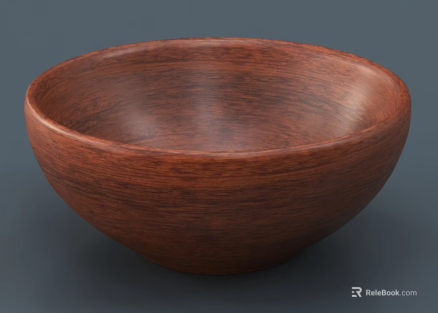 Handcrafted Wooden Kitchen Bowl Featuring Smooth Surface and Natural Grain 3d model 