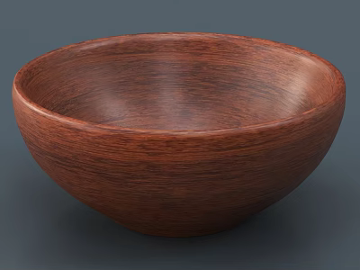 Handcrafted Wooden Kitchen Bowl Featuring Smooth Surface and Natural Grain 3d model