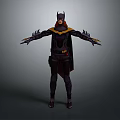 Female Batman Style 3D Character Model With Bat Helmet And Winged Arms