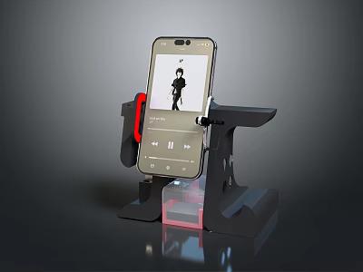 Mobile Phone Stand With Red Accent For Video Viewing Sturdy Support Design 3d model