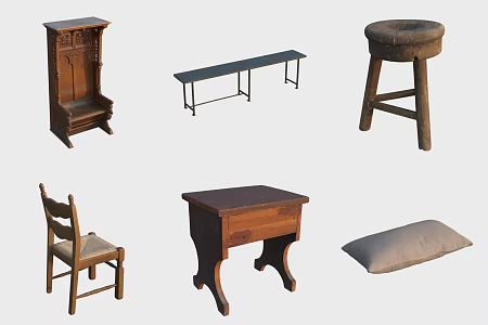 European Classical Life Supplies Shoe Stool Table Stool Pillow Chair 3d model