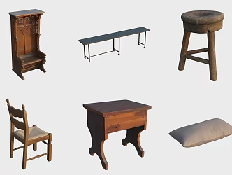 European Classical Life Supplies Shoe Stool Table Stool Pillow Chair 3d model