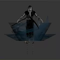 Mystical Black Hooded Skeleton Figure With Sword And Blue Energy Swirls Platform