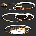 Modern Interlocking Circular Ring Design Ceiling Lights With Gold Frame And White Illumination 3d model