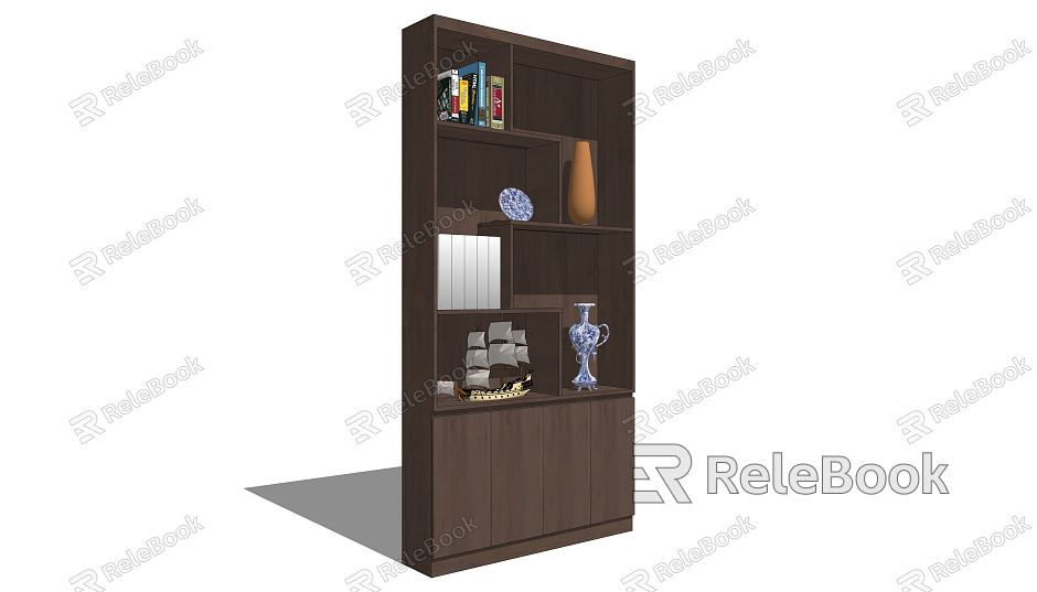 Modern display cabinet solid wood display rack model