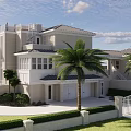 Single Family Home Modern Exterior Design Featuring Landscaped Garden Trees Lawn And Driveway