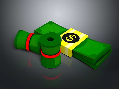 Household Living Supplies Green Tape Rolls With Red Bands And Yellow Label Packages 3d model