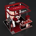 L'OREAL Exhibition Booth With Red Design Product Display And Promotional Posters