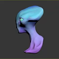 3D Rendered Game and Movie Alien Character With Blue Purple Gradient And Large Glowing Eyes