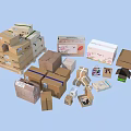 Household Items Packaging With Various Sizes Colors And Patterned Cardboard Boxes